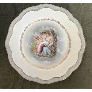 Vintage Z. S. & C. R. Bavaria Plate Hand Painted Cupid Victorian Portrait Golden